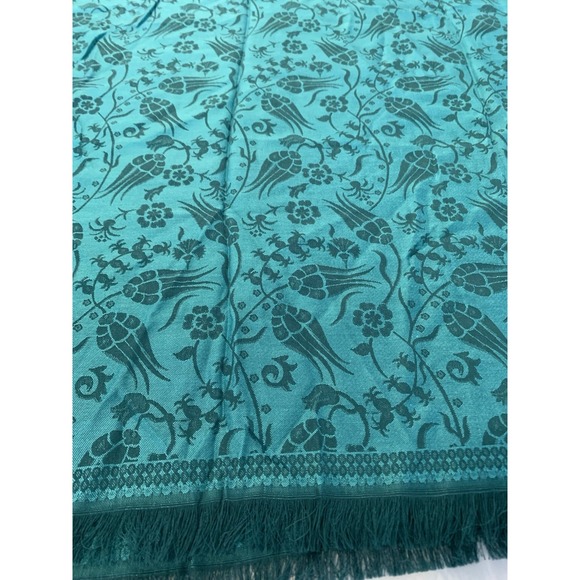 100% Green Prussa Silk Scarf Made In Turkey - Picture 4 of 8